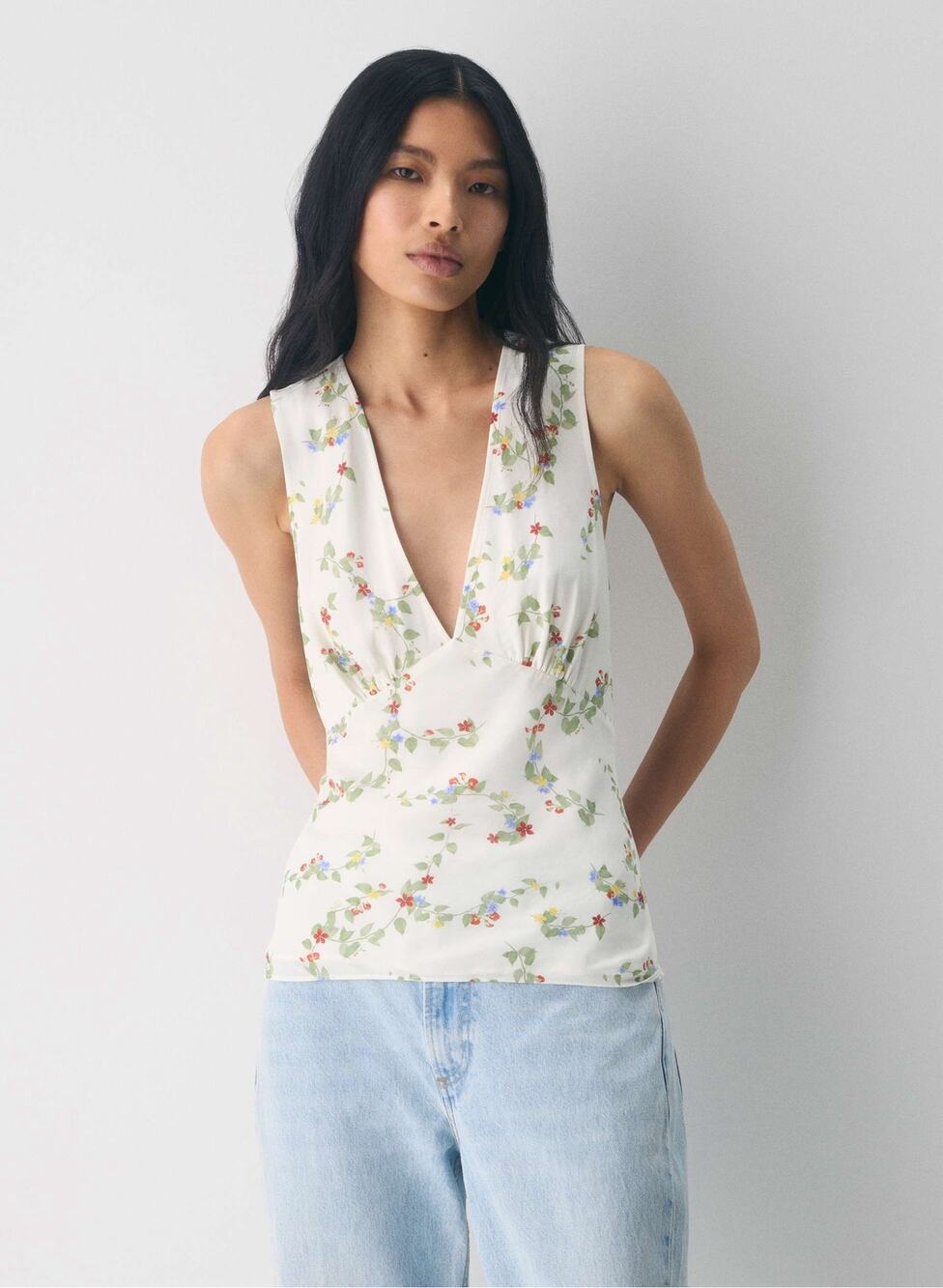 Aritzia Wilfred Novelist Top S Light Birch Floral